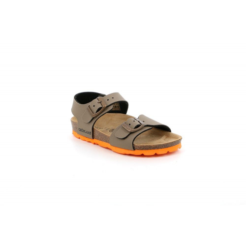 Grunland - sandalo in sughero con doppia fascia tortora arancio GRUNLAND Junior shop online