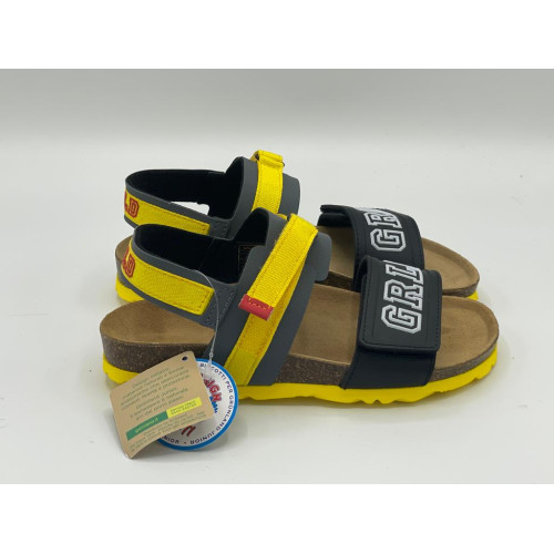 Grunland - sandalo in sughero con doppio strap grigio giallo GRUNLAND Junior shop online