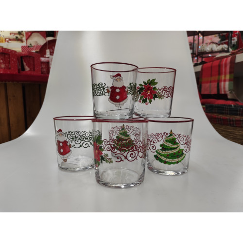 Set 6 bicchieri vetro " Red Christmas"  shop online