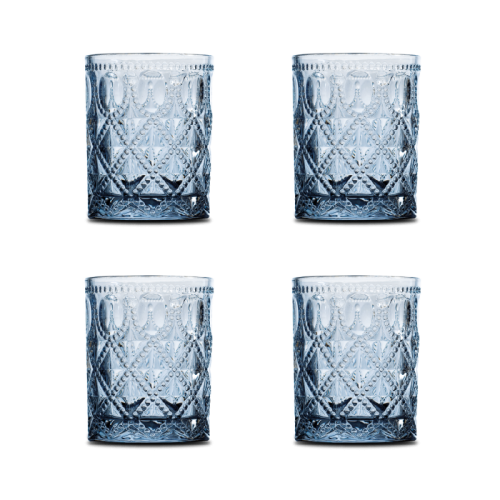 WD Lifestyle - Set 4 bicchieri acqua in vetro con decoro a rilievo